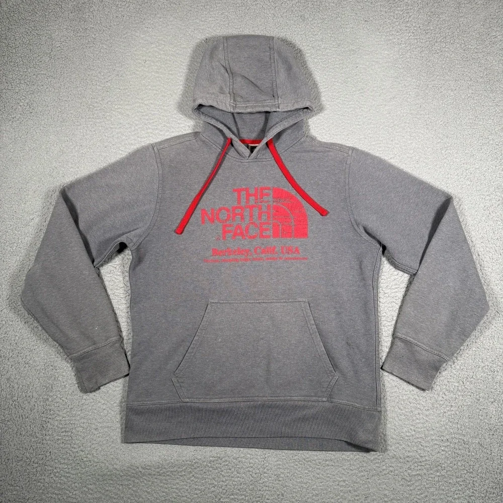The North Face Sweatshirt Mens Medium Gray Pullover Hoodie Casual Preppy Logo